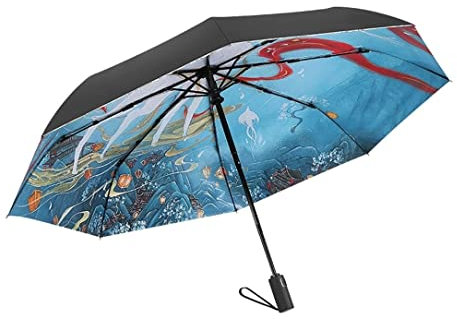 Habrur Schirm Regenschirm Sturmfest Klappschirm Sonnenschirm Vollautomatischer Regenschirm Sonnig Und Regnerisch Dual-Use Sonnenschirm UV-Schutz Sonnenschirm Regenschirme Sturmfest