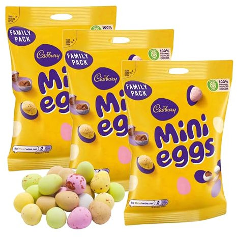 Easter Mini Eggs TOTAL 810g - Chocolate Hamper of 3 x 270g Solid Milk Chocolate Mini Eggs with Topline Hanging Decoration. Great Sweets Gift Box for Easter Gifts, Egg Hunt