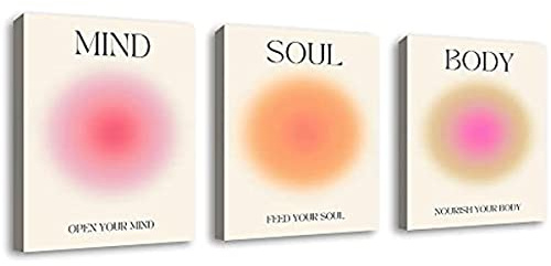 Enthusiasm 3 Panels Colourful Gradient Aura Angel Numbers Poster Sets for Room Aesthetic Colourful Aura Gradient Canvas Wall Art for Bedroom Office (Aura, Unframed)