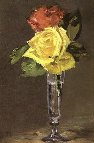 DTAUPREB Paint by Numbers Kits for Adults Edouard Manet Roses in A Champagne Glass DIY Canvas Oil Painting with Paint Brushes Acrylic Pigment