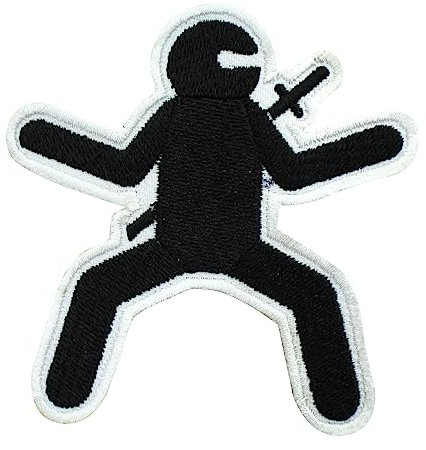 Black Ninja Patch, Humorous Patch, Funky Patch, Embroidered Iron on Sew on Patch Badge for Clothes etc.7x7.5 cm
