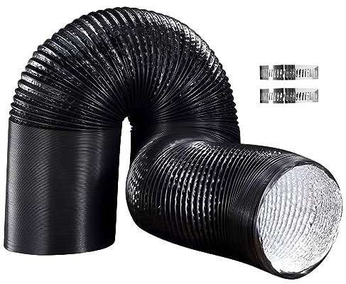 PVC Alu Flexrohr Ø100mm Länge 4m Abluftschlauch Flexibel Luftleitungen Rohr Flexschlauch für Badezimmer Küche Hydroponik HVAC Lüftung 2 Stück Schlauchschelle (100mm*4m)