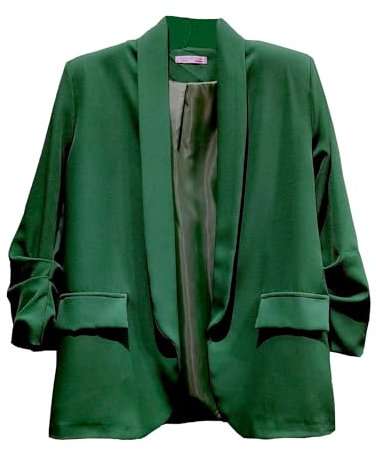 Miss Rouge Veste,Blazer,Couleur Unie,Manche 3/4,Vert Sapin,T.40