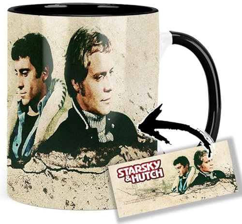 Starsky And Hutch Paul Michael Glaser David Soul Tasse Innen & Henkel Schwarz Keramikbecher Mug