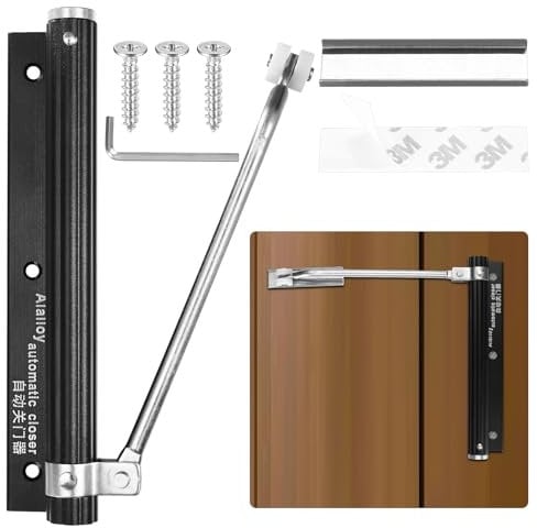 Automatische Türschließer, Federbelasteter Türschliesser, Einstellbar Türschließer Außen Innentür, Automatischer Stangentürschließer für Zuhause, Büro, Schlafzimmer