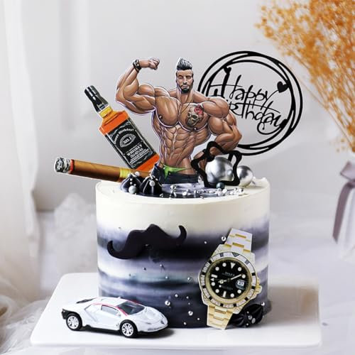 6-Teiliges Set Tortendeko Geburtstag, Einfache und Attraktive Modelle,Torten Deko Männer,Happy Birthday Tortendeko,Cake Topper