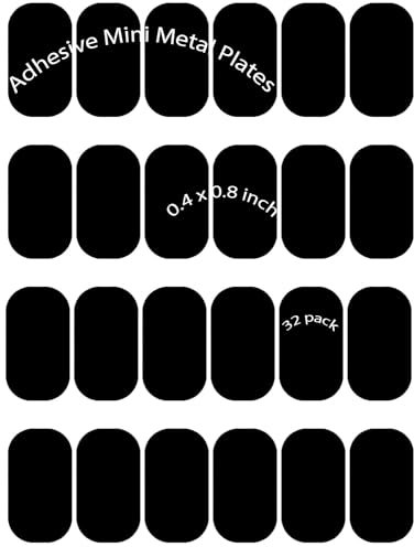 Mini Metal Plates for Magnetic Mount, Wall, Phone Holder, Case, Magnet, Crafts, DIY. Kit of 32 Black Small 0.4 x 0.8 Iron Discs with 3M Adhesive Backing. Steel Replacement Sticker Set 32 Pack