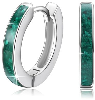 CUOKA MIRACLE 925 Sterling Silber Creolen Ohrringe Damen Opal Schmuck Kleine Creolen Kreis | Geschenk für Frauen, Mama, Freundin | Edle Ohrringe mit Opal | Hochwertig & Hautfreundlich