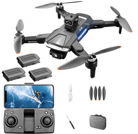 Drohne mit Kamera 4K, Anfänger Drohne Faltbare FPV Quadcopter Drohne mit GPS-Rückkehr, Höhenerhaltung, Start/Landung mit Einem Klick, Orbitalflug, Vermeidung, Gestenfoto/Video, 25 Minuten Flugzeit