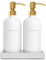 Prus Waso Gold Seifenspender Set, Glas Seifenspender mit Gold Edelstahl Pumpe, Perfekt für Moderne Küchentheke Dekor (Gold)