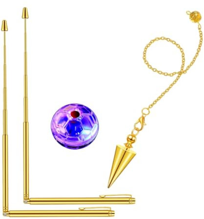 Kcvzitrds Ensemble de 4 de Sourcier en Cuivre en Forme de Stylo Doré avec des Boules LED Illuminées en Or pour Détecter L'.