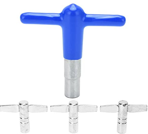 AONYAYBM 4 Stück Trommel-Stimmschlüssel, T-Griff, Metall, Robust, Leichtgängig, Trommelschlüssel-Stimmgerät mit Silikonhülle für die Wartung und Einstellung von Schlaginstrumenten,(Blau)