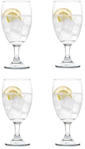 Cristar Lexington Glass Water Goblets Set Of 4, 16.5oz Dishwasher Safe Drinking Goblets For Iced Tea, Sangria, Lead-Free Stemmed Water Glasses, Made in Colombia.