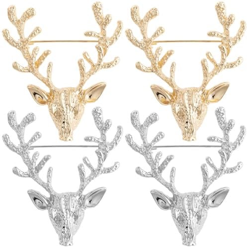GALPADA 4pièces Broches Métal Élan Pour Écharpe Épingles Décoratives Élégantes Pour Femmes Et Hommes Pour Tenues Quotidiennes Et Occasions Spéciales
