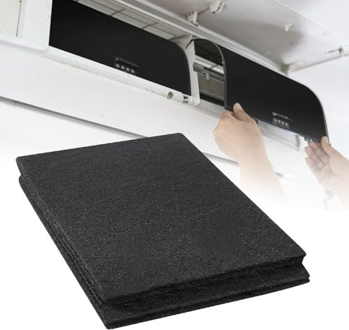 QINERSAW 2 Fogli Filtri Condizionatore Universali, Filtro Carboni Attivi, Filtro Cappa Cucina Carboni Attivi Taglio Libero 1.22M*0.2M*3mm per Condizionatore D'Aria Purificatore D'aria