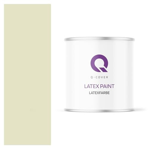 Q-COVER Latexfarbe 2L Weiß-erbsengrün – Matte Innenfarbe für Wand & Decke, Klasse 3, Hohe Deckkraft, Scheuerfest