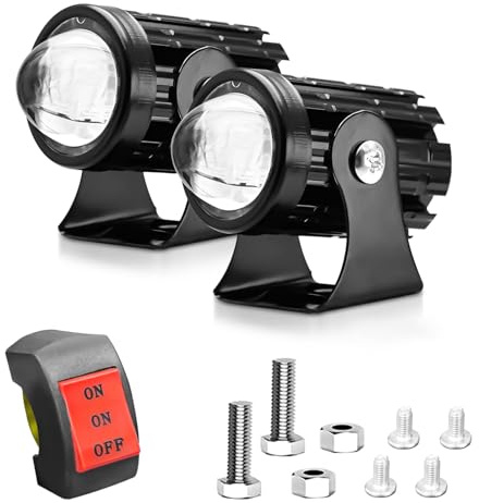 Shkalacar Faros LED para Moto - Luces Antiniebla de 60W, Lámparas Auxiliares Blancas y Amarillas, Focos Impermeables para Coche, Tractor, Camión, ATV, UTV