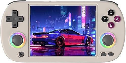 RG40XX H Tragbare Spielekonsole, Linux System mit 4 IPS-Display, 3200mAh Akku, RGB-Farb-Joystick-Beleuchtung, eingebaute 64G-TF-Karte und 5528 Spiele, Unterstützung WiFi Bluetooth (RG40XXH, grau,