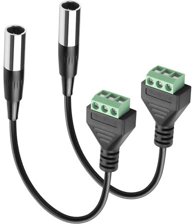 GINTOOYUN 2-PCS Mini XLR 3 pin a 3 poli cavo morsetto Mini XLR 3 pin maschio a 3 poli cavo per microscopio a morsetto rimovibile per fotocamere, microfoni, console di miscelazione, ecc. (11,81