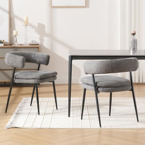 chairus Esszimmerstühle Chenille Gepolstert Modern 2er Set Grau | Chenille-Bezug, gepolstert, modernes Design, für Küche, Esszimmer, Wohnzimmer