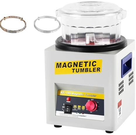 XIXIPIN Magnetic Tumbler Jewelry Polisher Machine,Magnetic Polisher,with Bowl Lid 2000 RPM Capacity 600g 1-60 Minute Timing Unidirectional Rotation/Bi-Rolling