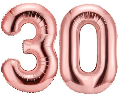 Ballon 30 Ans Anniversaire, 40 Pouces Ballon Chiffre Anniversaire 30 Ans, Chiffre Anniversaire Geant Ballon Helium, Decoration Fête Anniversaire 30 Ans (Or Rose)