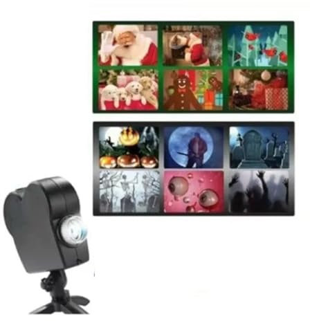 LEPREM Projecteur de lumières de fenêtre de Noël et d'halloween, basculez Entre 6 Noël et 6 Halloween, transformez Vos fenêtres en Film - Spectacle de lumière