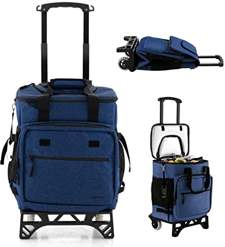 QINNIE Nevera portátil con Ruedas de 40 l, Bolsa térmica para 50 latas con Ruedas y asa, Carrito térmico 3 en 1 a Prueba de Fugas para Acampar al Aire Libre, Hacer Picnic y IR a la Playa