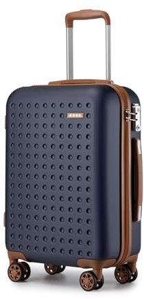 KONO Hartschalenkoffer Reisekoffer Koffer Trolleys 100% ABS Handgepäck Koffer mit 4 Spinnerräder Rollkoffer 55 * 38 * 19.5 cm TSA-Schloss Reisegepäck Blau