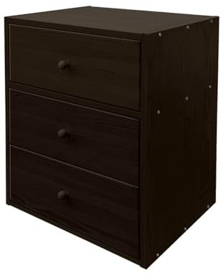 PROSBUD Nachttisch Mit 3 Schubladen Beistellschrank Für Bett Nachtschrank Beistelltisch 58,5 x 45,6 x 35 cm Holz Wenge Paris