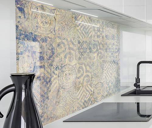 timalo Herd Spritzschutz Wand Spüle, Küche Küchenrückwand Glasoptik | Acryl Glas 2mm | Glasrückwand Acrylglas Küchenpaneele Rückwandschutz Platte | 120x80cm Orientalisches Vintage Muster