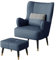Ohrensessel mit Hocker Relaxsessel mit Hocker Ergonomisches Design, Erhöhte Stuhlbeine, Sessel Wohnzimmer für Wohnzimmer, Schlafzimmer(Blue)