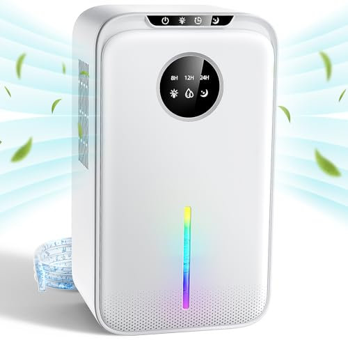 Luftentfeuchter Elektrisch, 2.5L Entfeuchter Elektrisch mit Funktion Abtauen & Automatische Abschaltung, 8-12-24H Timer, Tragbarer Raumentfeuchter Leiser Schlafmodus, Dehumidifiers Ideal für Keller RV