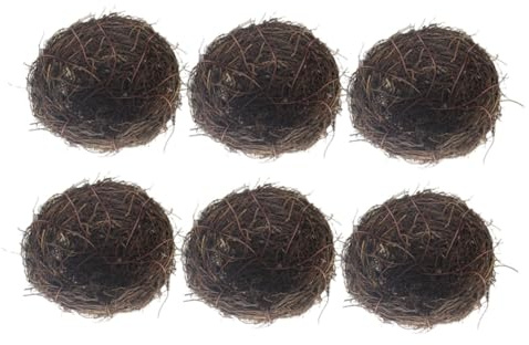 Yardwe Künstliches Vogelnest 6 Stück Rattan Bird Nest Dekoratives Vogelnest Für Garten Osterdeko Fotorequisite Und Vogelkäfig-Zubehör Realistische Nest Deko Für Innen- Und Außendekoration