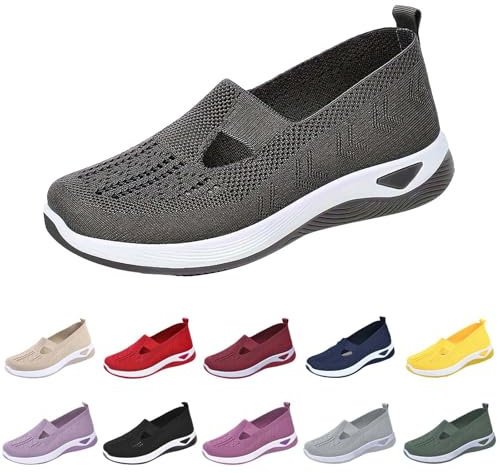 Orthopädische Schuhe Damen, Weite H Turnschuhe Slip-On Krankenschwester Sandalen Vermascht Walkingschuhe Sommerschuhe Bequem Gesundheitsschuhe Leicht Schuhe Outdoor Sportschuhe