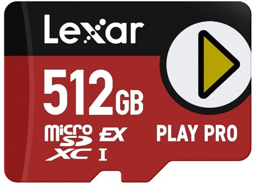 Lexar Play Pro microSDXC Express Card da 512 GB, UHS-I, C10, U3, V30, A2, Full-HD, video 4K, fino a 900 MB/s in lettura, per Nintendo Switch 2, ASUS ROG Ally, Steam Deck, dispositivi di gioco | Compatibile con Nintendo Switch 2, retrocompatibile con dispositivi UHS-I/UHS-II (a velocità UHS-I), LMSXPS0512G-BNNNU