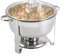 QUIOTUIR Chafing Dish Buffet Rond en Acier Inoxydable 8.5L avec Couvercle en Verre, Poignée Anti-brûlure et Support de Combustible pour Potluck, Fête, Mariage, Dîner, L'hôtel