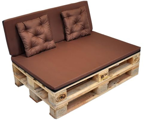 nana shop Wasserfeste Gartenkissen für Palettenmöbel – Sitzkissen & Rückenkissen Set für Bänke, Terrassen & Balkone (Braun)