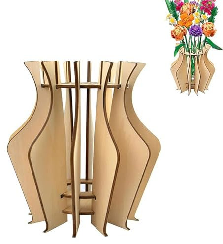 Vase FüR Lego Blumen,3D Lego Blumen,20 cm Hoch Lego Vase,Holz Lego Botanical,Klassischer Nordischer Lego Blumenstrauß,BöHmischer Stil,Bietet Platz FüR Lego-Rosen,Sonnenblumen,Tulpen Und Orchideen