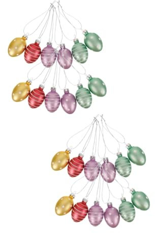 Gatuida 2 Series Colgante De Huevo De Cristal Decoraciones Inflables Rellenables Nido Canasta De Escena del Festival Decoración Colgante Prop Vidrio 12 Piezas*2