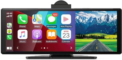 Pantalla inalámbrica Apple CarPlay y Android para coche – con cámara trasera 1080P, navegación GPS, enlace espejo, plug & play para todos los vehículos (SUV/camiones/coches)