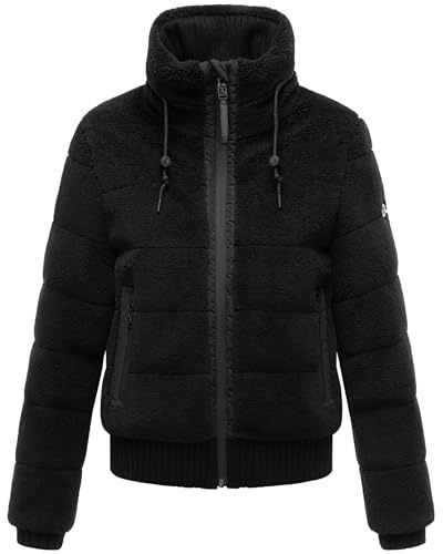 Navahoo Damen warme Plüschjacke Teddy-Fleecejacke Schneepuder 14 | Länge: hüftlang | Wärmegrad 2 von 3 – wärmend | hochfloriges weiches Material | hoher Kragen