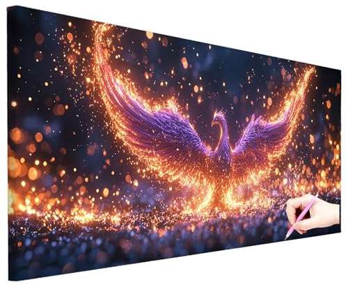 Diamond Painting XXL 100x40cm Diamant Painting Bilder Leuchtend DIY Set Erwachsene 5D Phönix Diamond Art Kreativ Set für Erwachsene Diamant Malerei Strass Kreuzstich für Deko Geschenke für Frauen Q-15