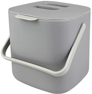 Elixiona Biomülleimer Küche 4L, Komposteimer Küche mit Herausnehmbarem Sieb und Griff, Biomüll Behälter Spülmaschinenfest, Küchenkomposter, Bio Mülleimer mit Deckel für Camping, Wohnmobil(Grau)