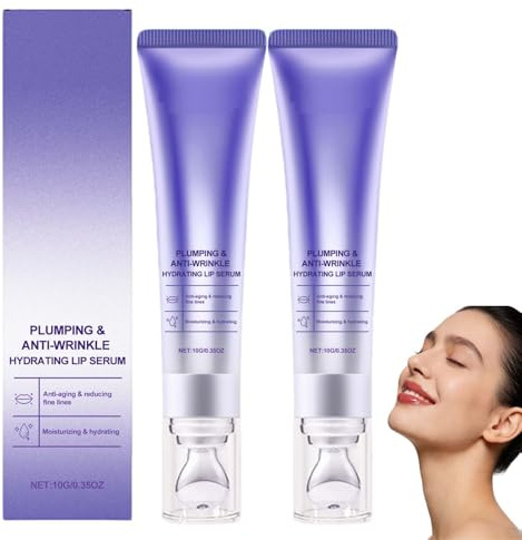 Lippen-Serum für vollere und faltenreduzierende Lippen, Lippen-Serum-Öl für vollere Lippen, Klarer, glänzender Lippenbalsam, Volumen aufpolsternder Lippenbalsam, Erfrischender (2 STÜCKE)