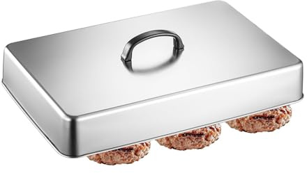 Deckel zum Gießen für Plancha – rechteckiger Kochdeckel in 43,5 x 28,2 x 6,6 cm | Dampfkochglocke – für Küche innen und außen, BBQ Grillplatte