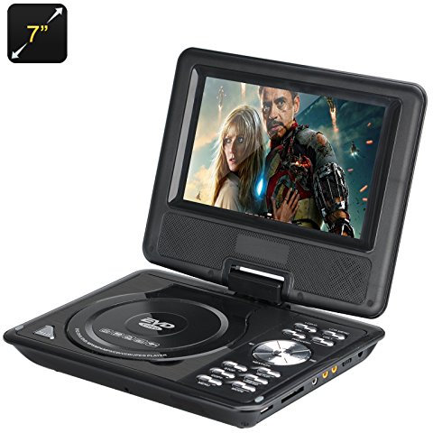 BW - Lettore DVD portatile da 7 pollici, display TFT a colori, eBook, radio FM, controller di gioco, antenna TV (nero)