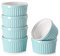 DOWAN Creme Brulee Schälchen Set, 6 X 120ml Antihaft Souffle Förmchen Backofenfest, Porzellan Ramekins für Ragout Fin Schalen, Leckere Würzfleisch, Muffin, Panna Cotta, Spülmaschinenfest, Ø 9cm-Blau