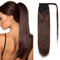 SEGO Ponytail Extension Echthaar Zopf Clip in Pferdeschwanz Haarteil Haarverlängerung Hair Piece Mittelbraun#4-1 35 cm (70 g)