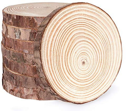 ilauke Holzscheiben12 Stücke Holz Log Scheiben 13-14 cm Runde Naturholz Baumscheiben Ca.15mm Dicke für DIY Handwerk Holz-Scheiben Hochzeit Mittelstücke Weihnachten Dekoration Baumscheibe